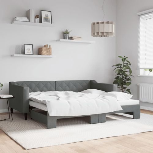 Vidaxl Lit De Jour Avec Lit Gigogne Gris Foncé 90x190 Cm Tissu