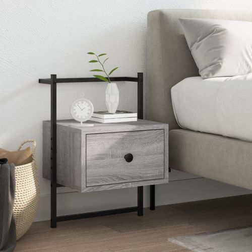 Vidaxl Table De Chevet Murale Sonoma Gris 35x30x51cm Bois D'ingénierie