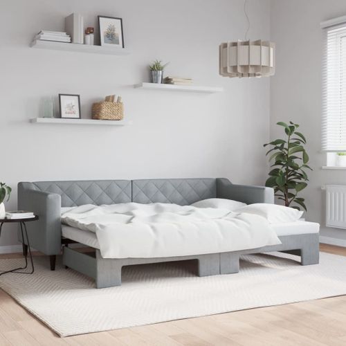 Vidaxl Lit De Jour Avec Gigogne Sans Matelas Gris Clair 80x200 Cm