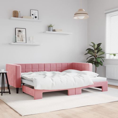 Vidaxl Lit De Jour Avec Gigogne Sans Matelas Rose 80x200 Cm