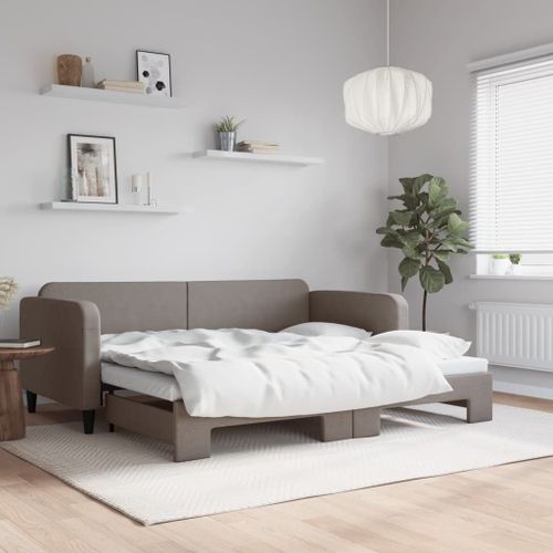 Vidaxl Lit De Jour Avec Lit Gigogne Taupe 90x200 Cm Tissu