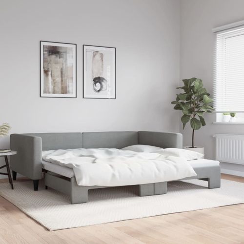 Vidaxl Lit De Jour Avec Lit Gigogne Gris Clair 100x200 Cm Tissu