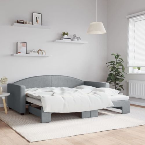 Vidaxl Lit De Jour Avec Lit Gigogne Gris Clair 90x190 Cm Tissu