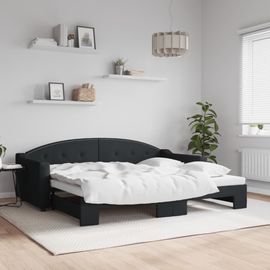 Vidaxl Lit De Jour Avec Lit Gigogne Noir 90x200 Cm Tissu