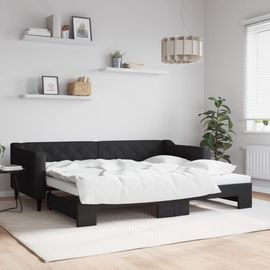 Vidaxl Lit De Jour Avec Gigogne Sans Matelas Noir 90x200 Cm
