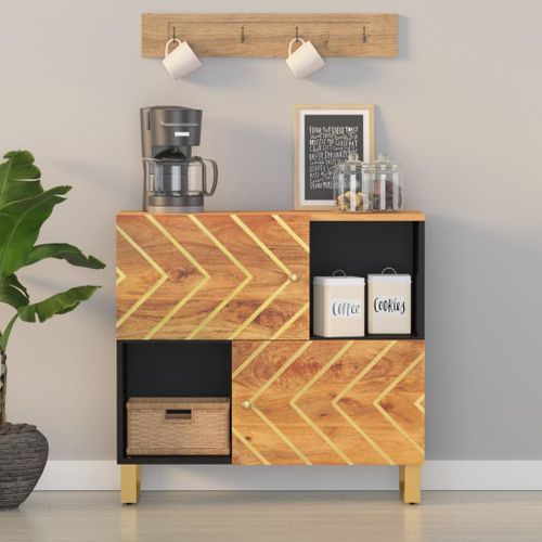 Vidaxl Armoire Latérale Marron Et Noir 80x33,5x75 Cm Bois De Manguier
