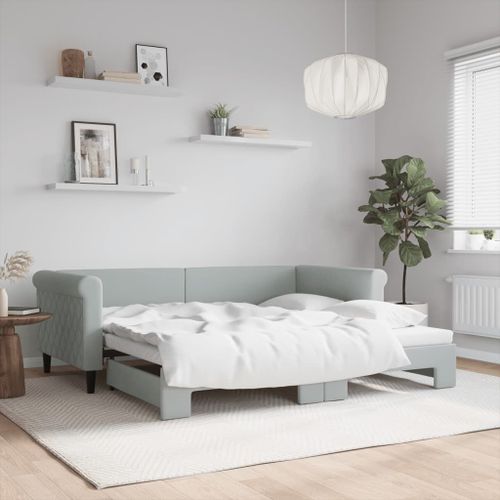 Vidaxl Lit De Jour Avec Lit Gigogne Gris Clair 90x190 Cm Velours