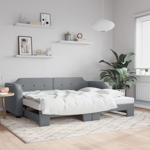Vidaxl Lit De Jour Avec Gigogne Sans Matelas Gris Clair 90x200 Cm