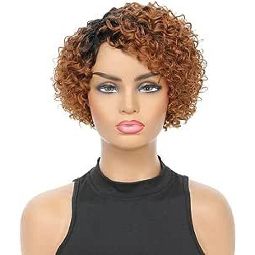 Perruque Afro Femme Perruque Bresilienne Courte Bouclée Afro Femme Vrai  Cheveux Naturelle Perruques de Cheveux Humains en Pou