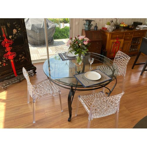 Table Fer Forgé Et Plateau Verre Roche Bobois