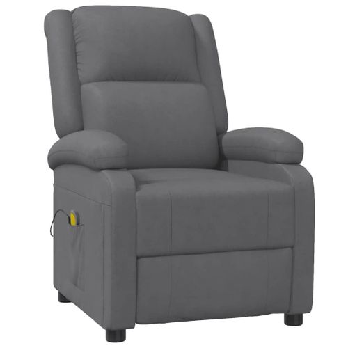 Fauteuil De Massage Relaxant En Simili Cuir Gris Rembourré Dossier Inclinable Plusieurs Position Relaxation Vibration Repose Pieds Accoudoir Chaise Relax Tv Canapé Maison Salon