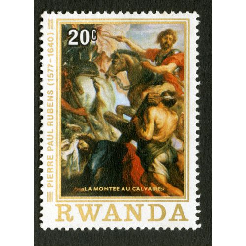 Timbre Non Oblitéré Rwanda, Pierre Paul Rubens 1577 - 1640, La Montée Au Calvaire, 20 C
