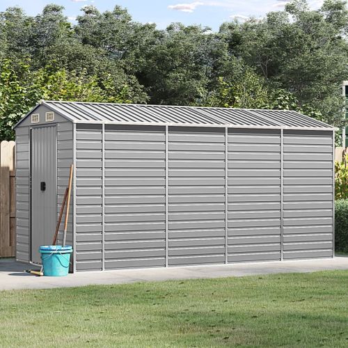 Vidaxl Abri De Jardin Gris Clair 191x385x198 Cm Acier Galvanisé