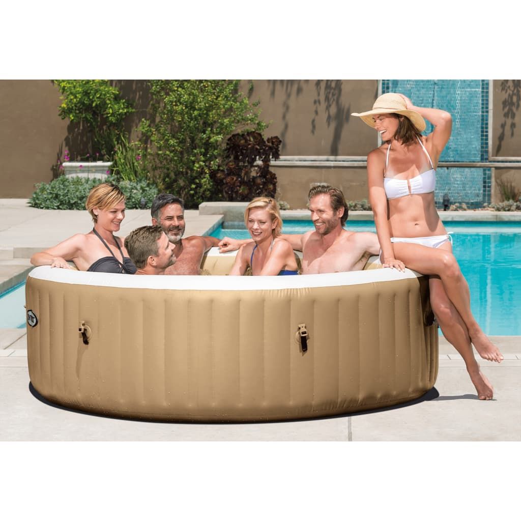 SUNSPA - Spa Gonflable 6 personnes carré avec Bandeau LED - Pret en 5  minutes - Couverture et filtre inclus