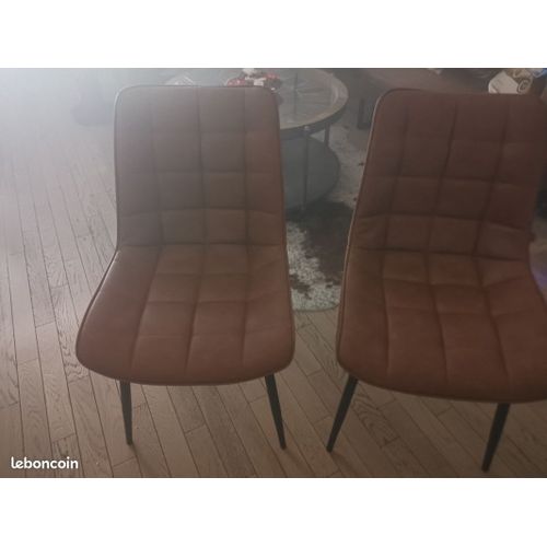 Lot De 2 Chaises Industriel De Couleur Marron