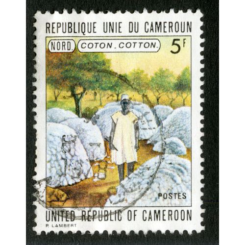 Timbre Oblitéré République Unie Du Cameroun, Nord, Coton, Postes 5 F