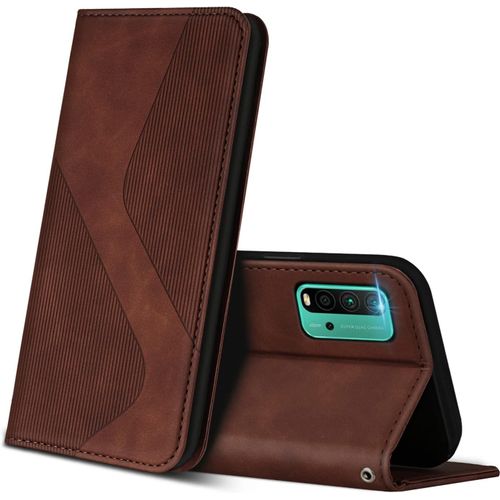 Coque Pour Xiaomi Redmi 9t, Premium Etui Housse En Cuir De Protection Avec [Emplacements Cartes] [Magnetique], Clapet Folio Portefeuille Pour Xiaomi Redmi 9t (Marron)