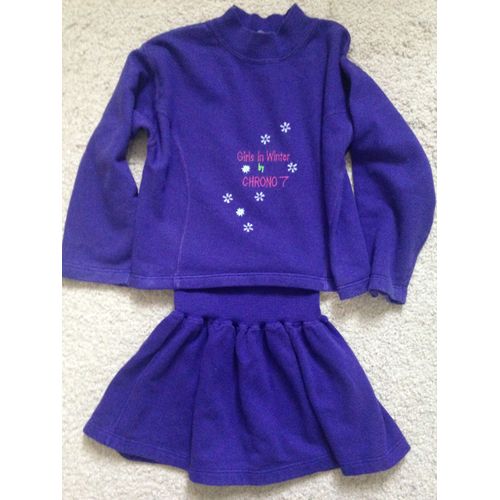 Ensemble Fille Violet Jupe &#43 Sweat Assorti Taille 8 Ans Idée Cadeau