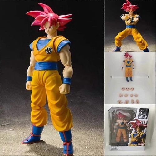 Anime Dragon Ball Z Super Saiyan God Goku Figura de acción de PVC móvil conjunta Colección de modelos Muñeca de juguete para niños 16cm