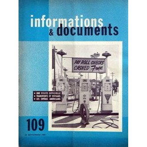 Informations Et Documents N° 109 Du 15/09/1959