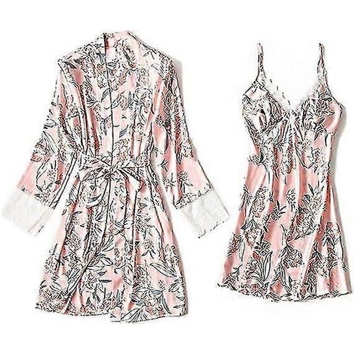Robe De Chambre Pour Femme, Chemise De Nuit En Satin De Soie, Pyjama En Dentelle, Vêtements De Nuit Pour Dames, Robe Kimono Sexy, Légère Et Respirante