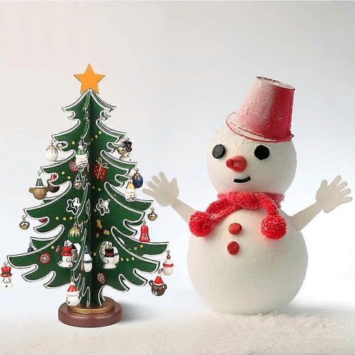 Mini sapin de Noël de table en bois, ensemble de jouets de Noël avec 30 mini décorations de Noël et 1 étoile pour décoration de table de Noël