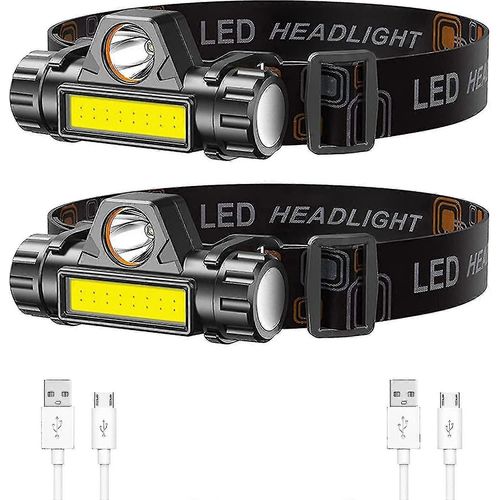 Lot De 2 Lampes Frontales Rechargeables, Ultra-Lumineuses Et Légères À Led, Avec Angle Et Sangle Réglables, Lampe Frontale Étanche Pour La Course À Pied
