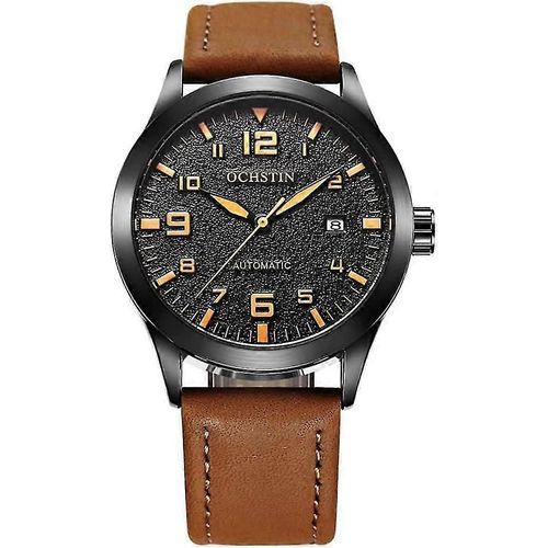 Montre Homme Classique À Mouvement Mécanique Automatique Avec Bracelet En Cuir