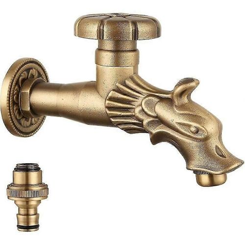 Robinet de jardin antique de style Renaissance, robinet de fontaine en laiton de 1/2 po, motif gargouille et tête de dragon