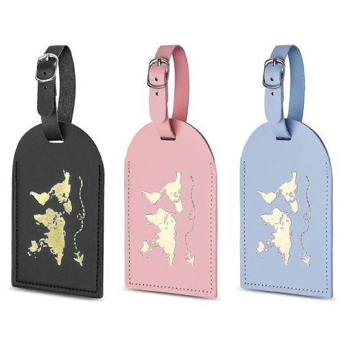 Lot de 3 étiquettes à bagages, étiquettes de valise avec étiquette d'adresse, étiquette nominative en cuir, étiquettes d'identification pour sacs à main de valise, accessoires de voyage