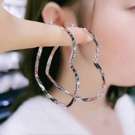 Boucles D'oreilles Créoles Bixin Love 2022, Boucles D'oreilles Généreuses Et Polyvalentes, Boucles D'oreilles C?ur Pêche, Boucles D'oreilles À Tige De Style Givré