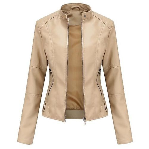 Veste En Cuir Décontractée À Fermeture Éclair Pour Femme