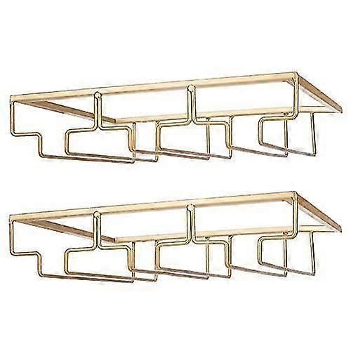 Support À Verres À Vin - Support De Rangement Pour Verres À Pied Sous Armoire, Lot De 2, Organiseur En Métal Pour Bar Et Cuisine, Doré