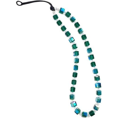 Ershi-Fsstud Square Beaded Mobile Phone Lanyard Phone Charm Wrist Strap Bling Crystal Bead Strap Phone Chain String Bracelet Keych[1