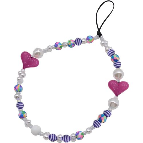 Ershi-Charme De Téléphone Coque Cristal Portable Lanière De Perle Femme Pendentifs Amour Bracelet Bijoux Colorées Anti-Perte Laniè[6