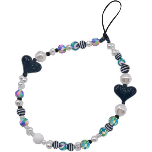 Ershi-Charme De Téléphone Coque Cristal Portable Lanière De Perle Femme Pendentifs Amour Bracelet Bijoux Colorées Anti-Perte Laniè[6