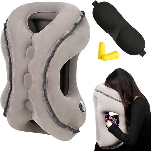 Ershi-Coussin De Voyage Gonflable - Coussin De Voyage Gonflable - Confortable - Soutient La Tête Et Le Menton - Pour L'avion, Le T[3