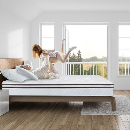 Wowttrelax Matelas 140 X 200 Hauteur 24cm, Hybride Matelas À Ressorts Ensachés Et Mousse De Gel À Mémoire De Forme, Matelas Réversible À Deux Faces Entièrement Utilisables