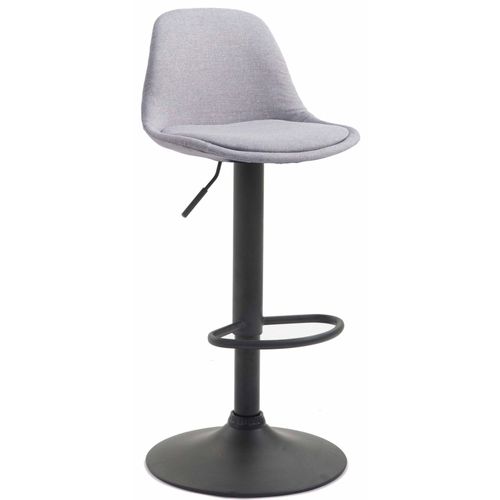 Tabouret De Bar En Tissu Gris Et Cadre En Métal Noir Hauteur Réglable Pieds Trompette 10_0000303