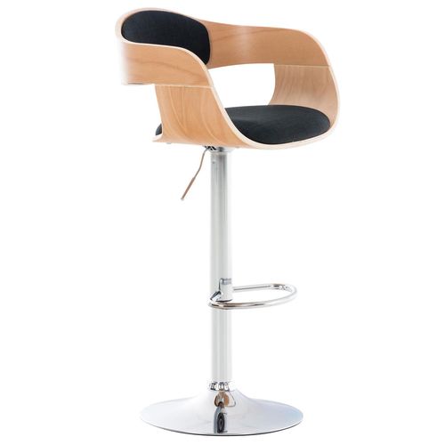 Tabouret De Bar Chaise Haute Avec Repose-Pied Design Moderne Bois Et Tissu Noir 10_0000677