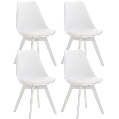 Lot De 4 Chaises De Salle À Manger Cuisine Design Moderne Synthétique Blanc 10_0001383
