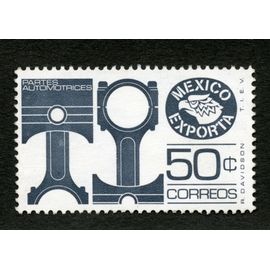 Timbre Non Oblitéré Mexico Exporta, Partes Automotrices, 50c, Correos
