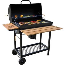 BBQ-Toro Chariot de barbecue au charbon de bois | Ø 42 x (L) 80 cm | Fumoir, Smoker premium mobile, grille de barbecue avec co[1]
