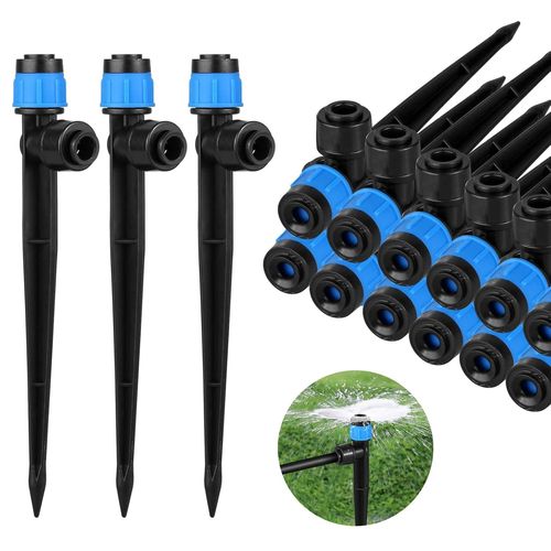 ERSHI-Lot de 30 arroseurs d'arrosage réglables à 360 degrés - Avec piquet et support de tuyau Micro Drip - Pour tuyau de 6,35 mm -[3