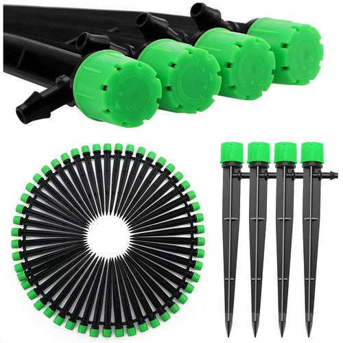 ERSHI-50 Pièces Goutteur Irrigation Réglable, 360 Degrés 8-Trou Micro Asperseur Goutte à Goutte avec Connecteur Barbelé & Piquet d[1
