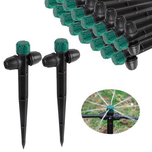 ERSHI-Lot De 30 éMetteurs D'Irrigation Pour Tuyau D'Arrosage De 1/4"", RéGlable à 360 °, Goutte-à-Goutte Sur Piquet De 6,5"" Pour Sy[3