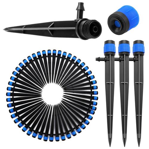ERSHI-50 Pièces Goutteur Irrigation Réglable, 360 Degrés Micro Asperseur Goutte à Goutte avec Connecteur Barbelé & Piquet de Suppo[1