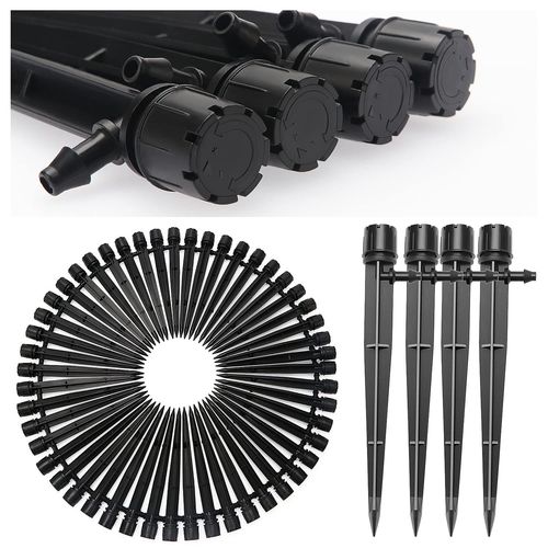 ERSHI-50 Pièces Goutteur Irrigation Réglable, 360 Degrés 8-Trou Micro Asperseur Goutte à Goutte avec Connecteur Barbelé & Piquet [1