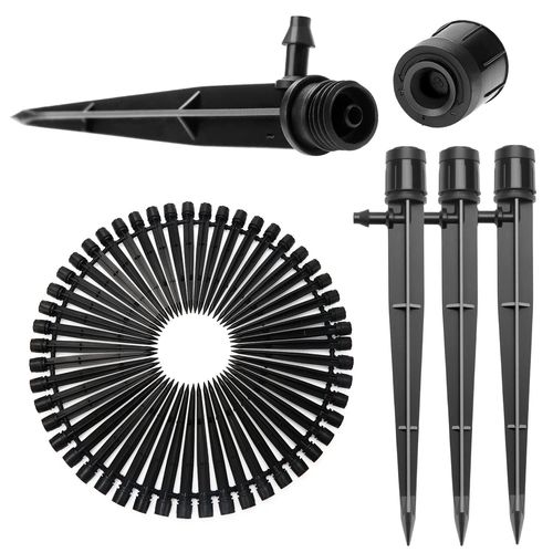 ERSHI-50 Pièces Goutteur Irrigation Réglable, 360 Degrés Micro Asperseur Goutte à Goutte avec Connecteur Barbelé & Piquet de Supp[1