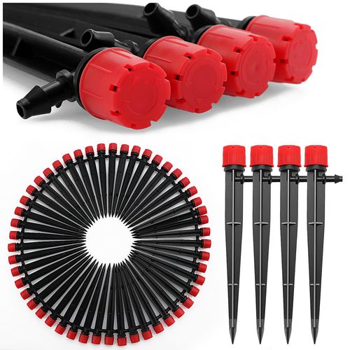 ERSHI-50 Pièces Goutteur Irrigation Réglable, 360 Degrés 8-Trou Micro Asperseur Goutte à Goutte avec Connecteur Barbelé & Piquet d[1